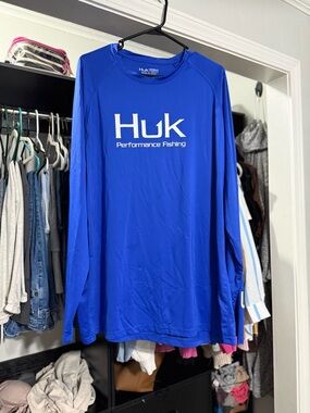 Huk Royal Blue Performance Fishing Long Sleeve Tee